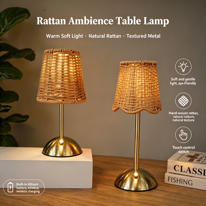 Lámpara de Mesa de Ratán Tejid - Lighting Decor For Home reseña y precio
