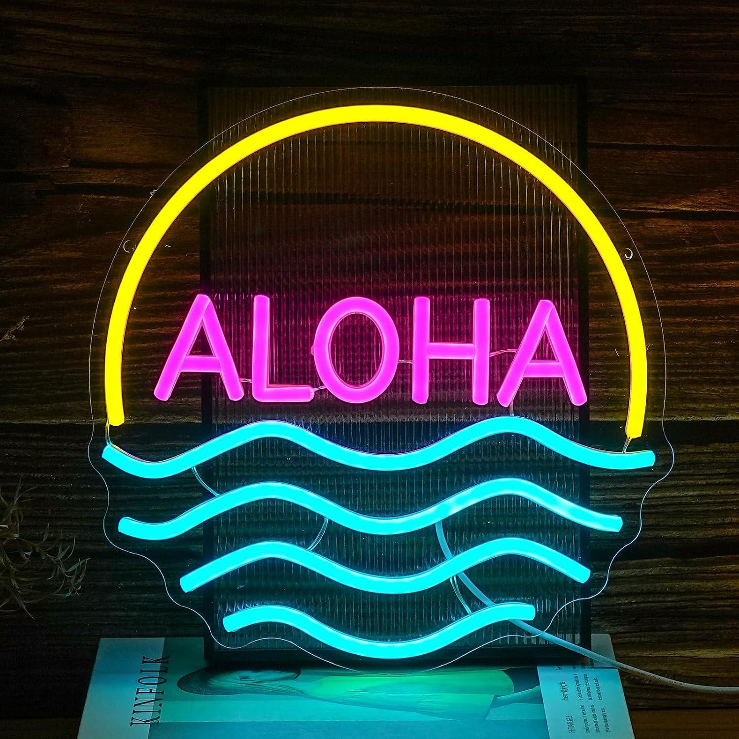 Letrero de neón Aloha Sunset W - Lighting Decor Rentals reseña y precio