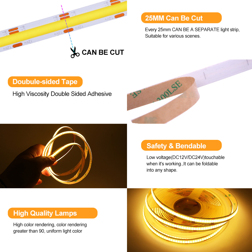 Tira de luces Led COB CCT, 12V - Decor Lighting Hours reseña y precio