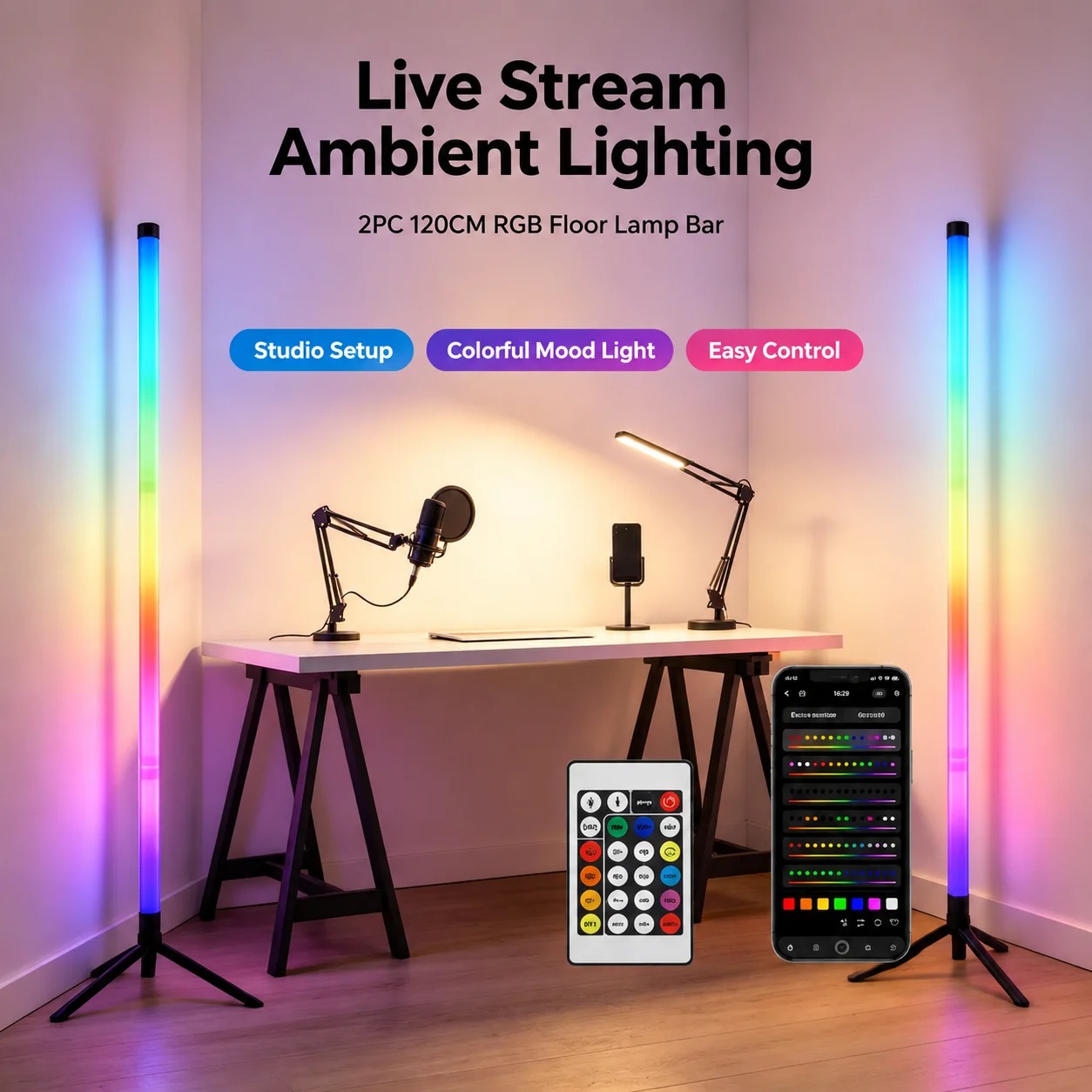 2 Lámparas de Pie RGB de 120 C - Lighting Decor For Home reseña y precio