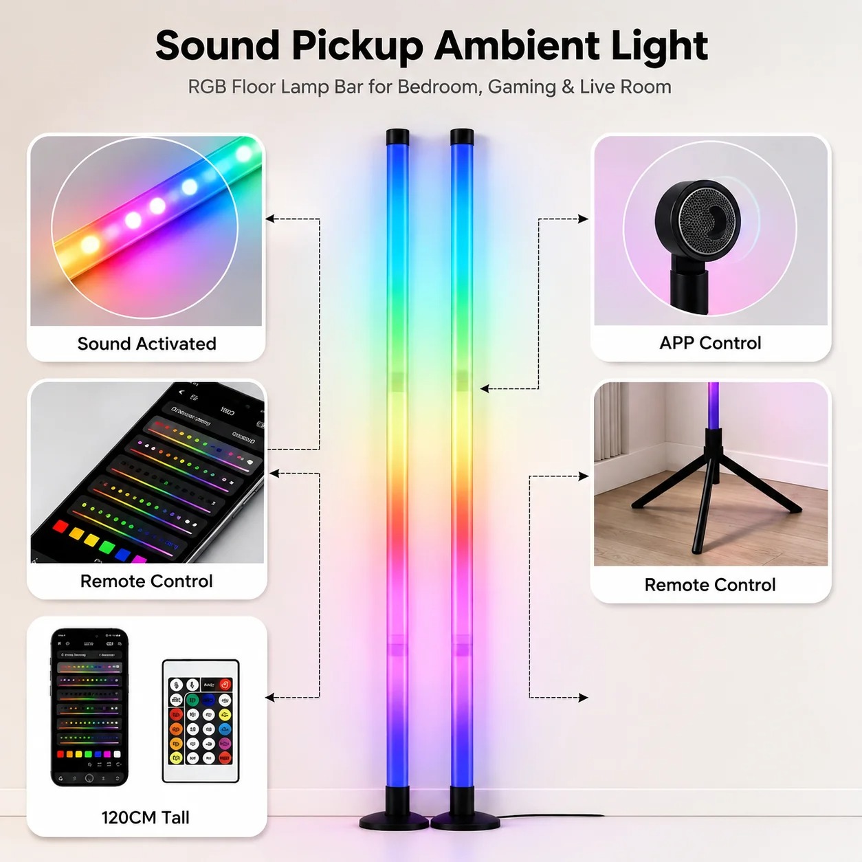 2 Lámparas de Pie RGB de 120 C - Lighting Decor For Home reseña y precio